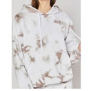 FOUND Oversized Tie Dye Hoodie Taupe Fleece Boyfriend Fit NWT Small